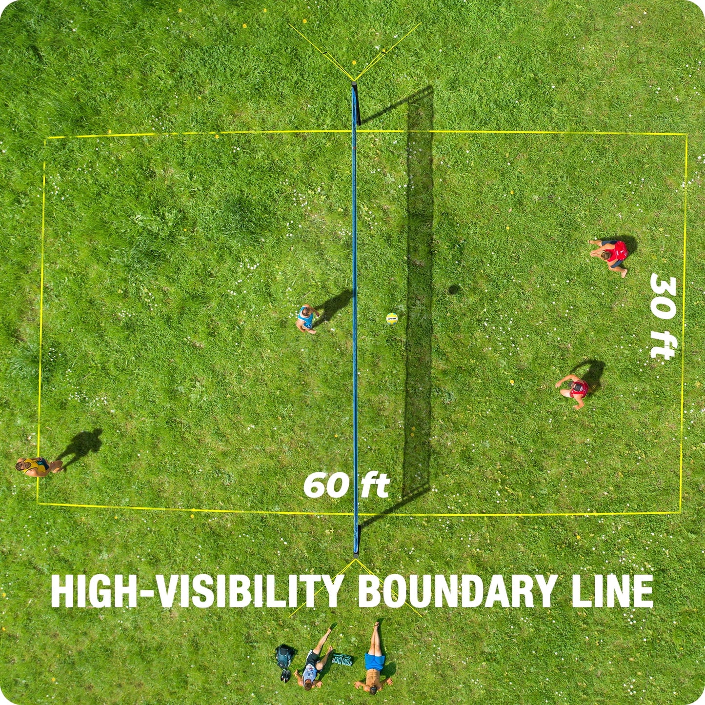 32FT Outdoor Portable Volleyball Net Set System for Backyard - Quick & Easy Setup Adjustable Height Steel Poles, PU Volleyball, Pump and Carrying Bag