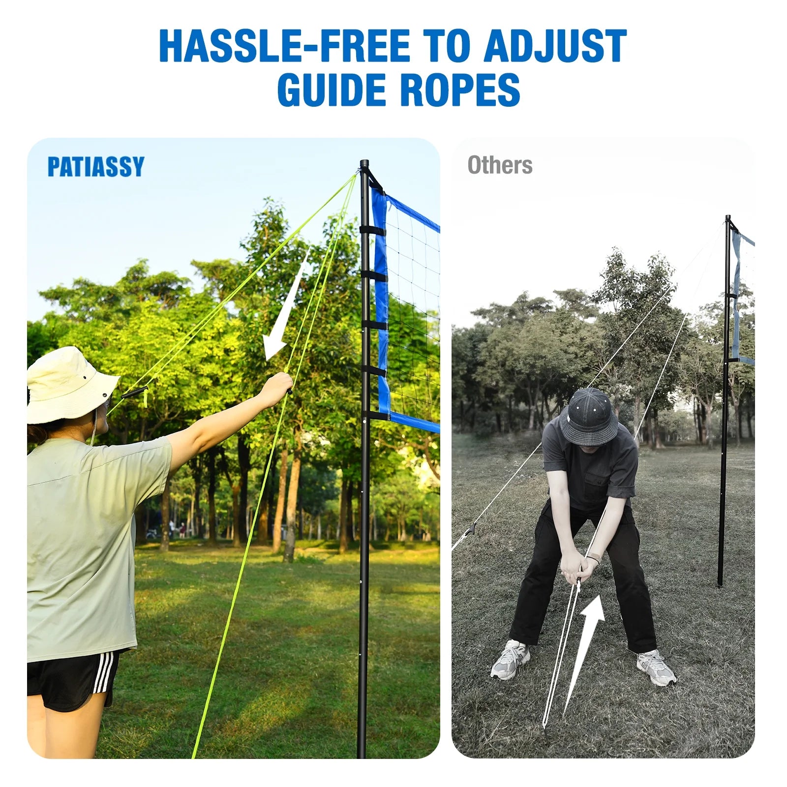 32FT Outdoor Portable Volleyball Net Set System for Backyard - Quick & Easy Setup Adjustable Height Steel Poles, PU Volleyball, Pump and Carrying Bag