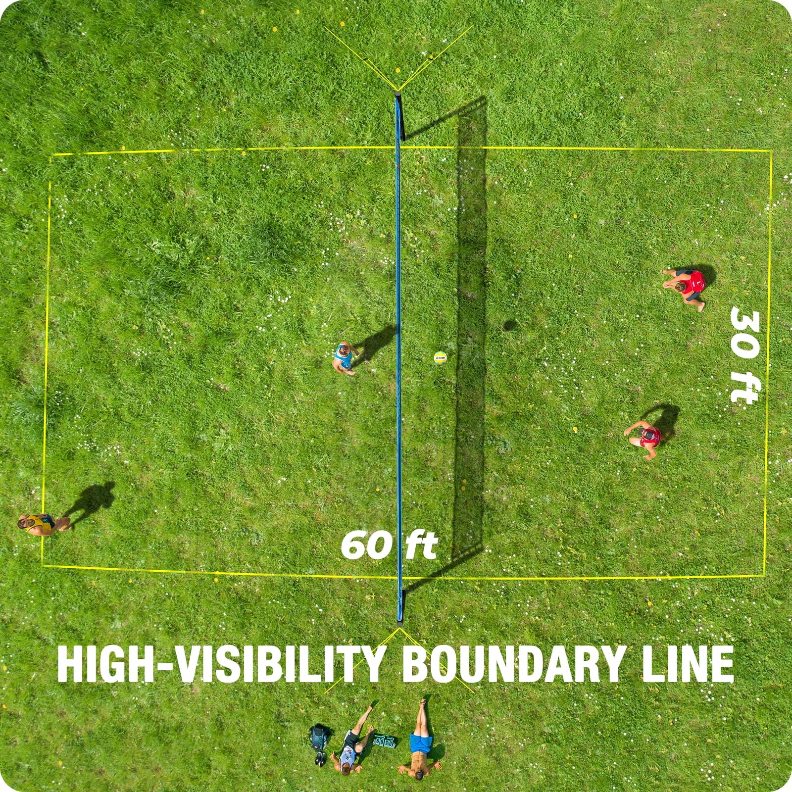 32FT Outdoor Portable Volleyball Net Set System for Backyard - Quick & Easy Setup Adjustable Height Steel Poles, PU Volleyball, Pump and Carrying Bag