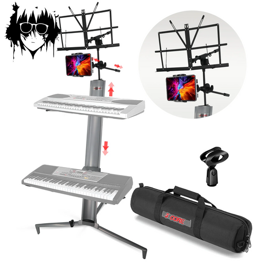 5Core Keyboard Stand Z Style Sturdy Adjustable Electric Piano Riser Holder + Wheels